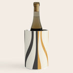 Mid Century Modern Retro Lounge Striped Ogee Pattern in Muted Mustard Gold, Charcoal Gray, and Cream Wine Chiller Gallery Image 3
