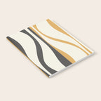 Mid Century Modern Retro Lounge Striped Ogee Pattern in Muted Mustard Gold, Charcoal Gray, and Cream Notebook Gallery Image 2