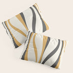 Mid Century Modern Retro Lounge Striped Ogee Pattern in Muted Mustard Gold, Charcoal Gray, and Cream Pillow Sham Gallery Image 3
