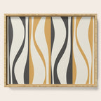 Mid Century Modern Retro Lounge Striped Ogee Pattern in Muted Mustard Gold, Charcoal Gray, and Cream Serving Tray Gallery Image 1