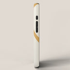 Mid Century Modern Retro Lounge Striped Ogee Pattern in Muted Mustard Gold, Charcoal Gray, and Cream iPhone Case Gallery Image 2
