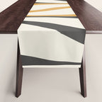 Mid Century Modern Retro Lounge Striped Ogee Pattern in Muted Mustard Gold, Charcoal Gray, and Cream Table Runner Gallery Image 1