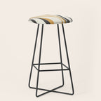 Mid Century Modern Retro Lounge Striped Ogee Pattern in Muted Mustard Gold, Charcoal Gray, and Cream Stool Gallery Image 1