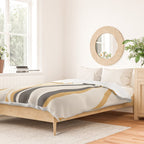 Mid Century Modern Retro Lounge Striped Ogee Pattern in Muted Mustard Gold, Charcoal Gray, and Cream Duvet Cover Gallery Image 2