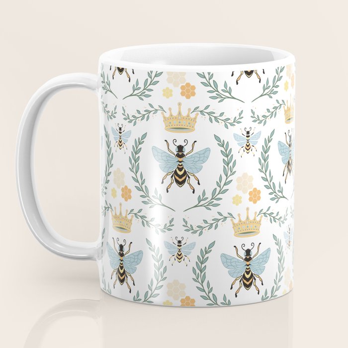 Queen Bee with Gold Crown and Laurel Frame Coffee Mug Gallery Image 3