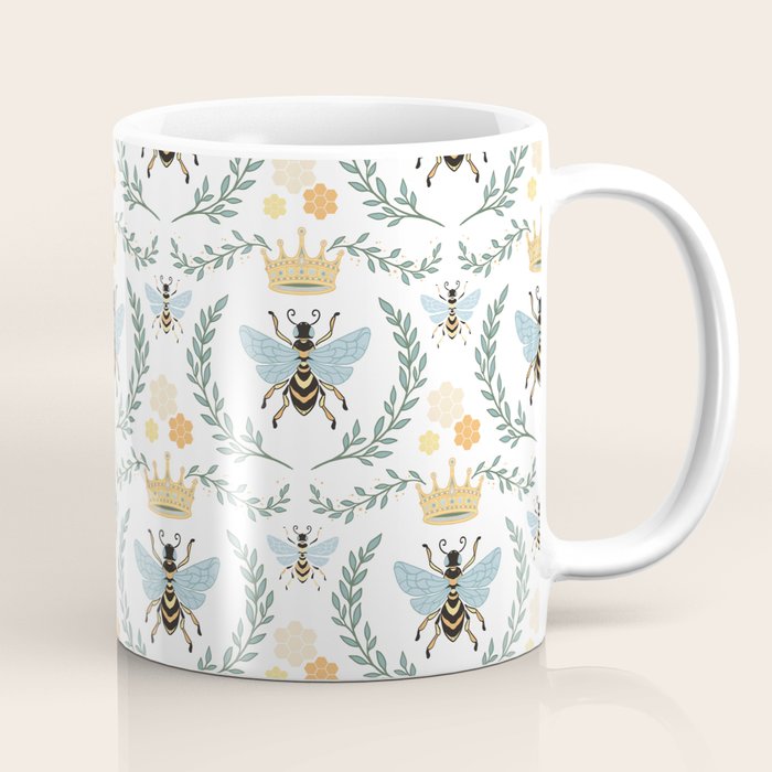 Queen Bee with Gold Crown and Laurel Frame Coffee Mug Gallery Image 1