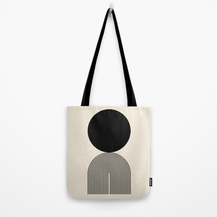 Abstraction_BLACK_DOT_LINE_ART_Minimalism_003C Tote Bag Gallery Image 2