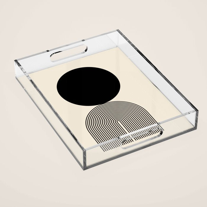 Abstraction_BLACK_DOT_LINE_ART_Minimalism_003C Acrylic Tray Gallery Image 1
