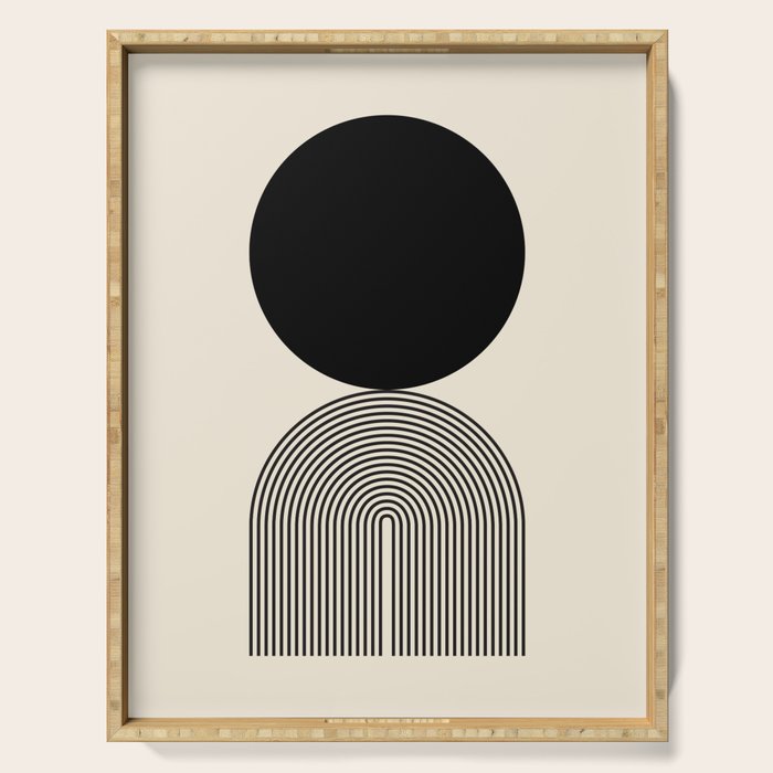 Abstraction_BLACK_DOT_LINE_ART_Minimalism_003C Serving Tray Gallery Image 1
