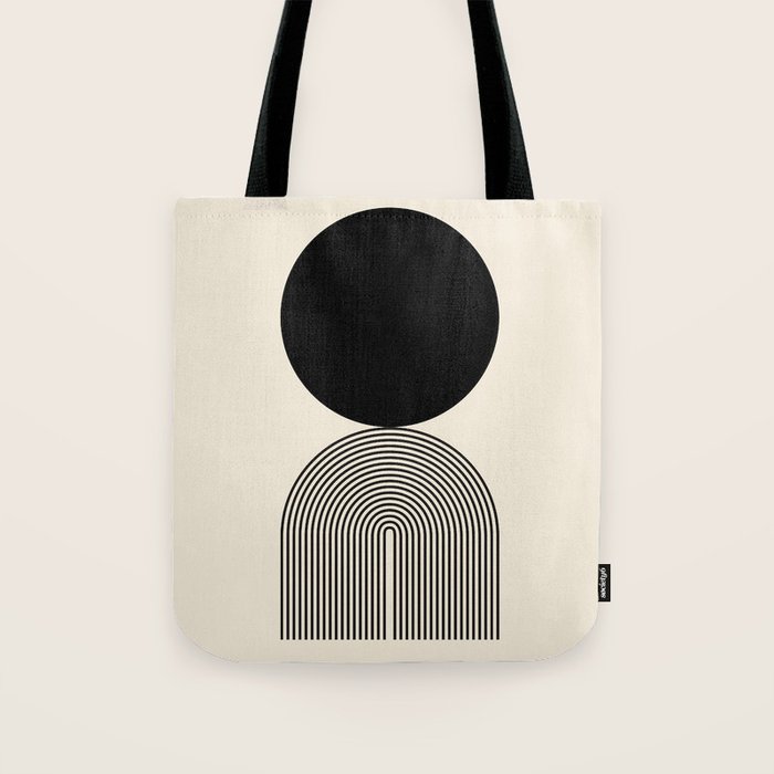 Abstraction_BLACK_DOT_LINE_ART_Minimalism_003C Tote Bag Gallery Image 1