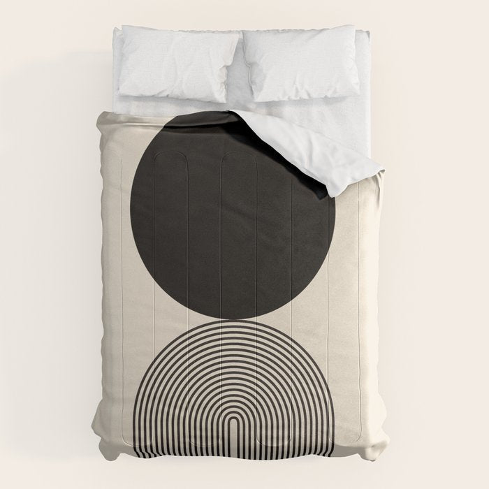 Abstraction_BLACK_DOT_LINE_ART_Minimalism_003C Comforter Gallery Image 6