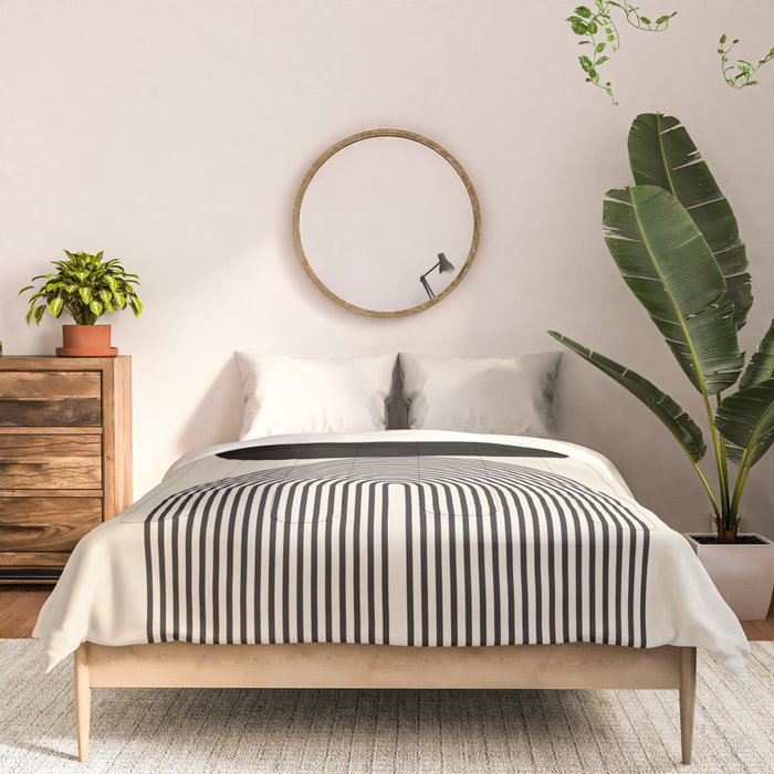 Abstraction_BLACK_DOT_LINE_ART_Minimalism_003C Comforter Gallery Image 3