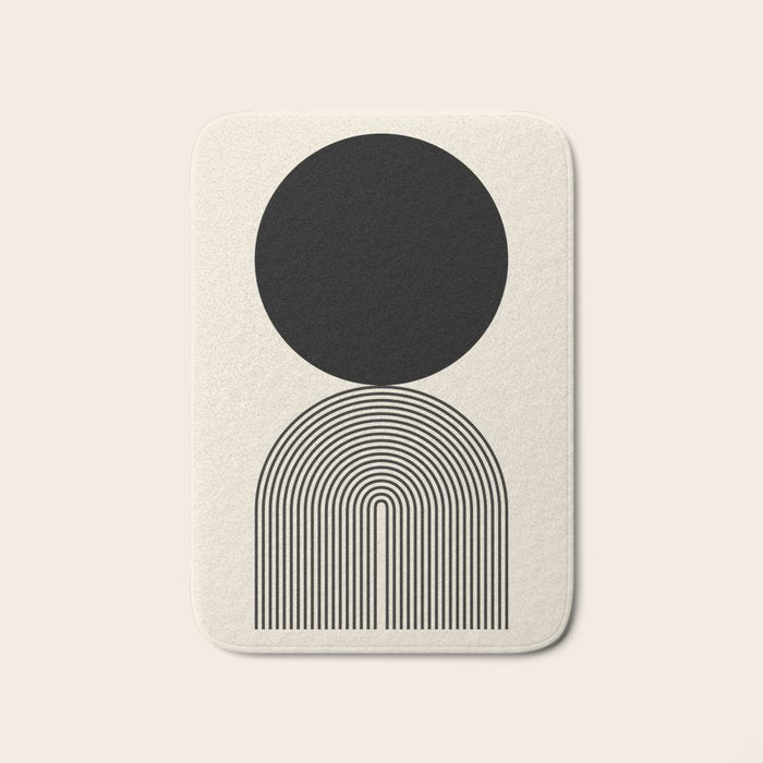 Abstraction_BLACK_DOT_LINE_ART_Minimalism_003C Bath Mat Gallery Image 1