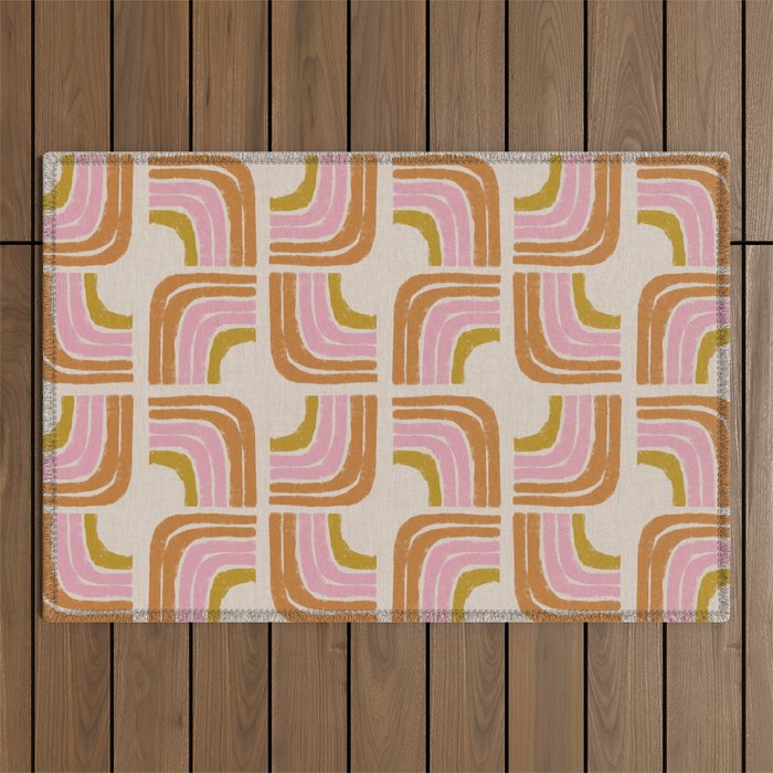 Retro Rainbow Geo - Mid Century Modern Arc Outdoor Rug Gallery Image 1