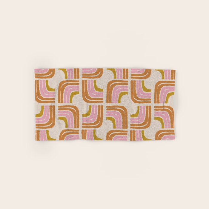 Retro Rainbow Geo - Mid Century Modern Arc Bath Towel Gallery Image 1