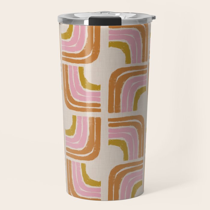 Retro Rainbow Geo - Mid Century Modern Arc Travel Mug Gallery Image 1