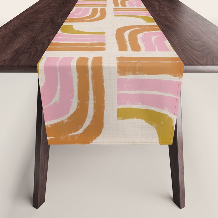 Retro Rainbow Geo - Mid Century Modern Arc Table Runner Gallery Image 1