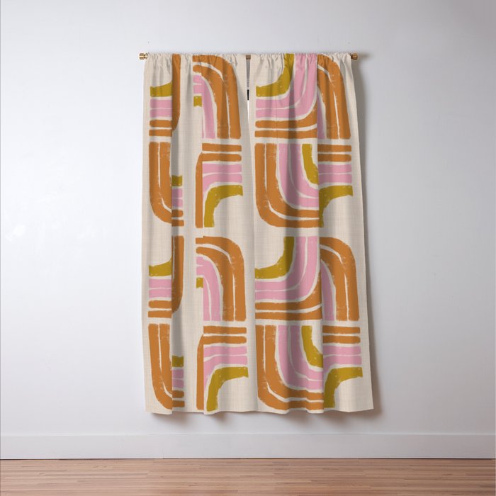 Retro Rainbow Geo - Mid Century Modern Arc Window Curtain Gallery Image 3