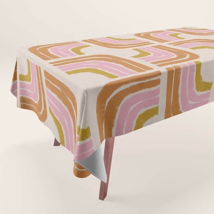 Retro Rainbow Geo - Mid Century Modern Arc Tablecloth Gallery Image 1