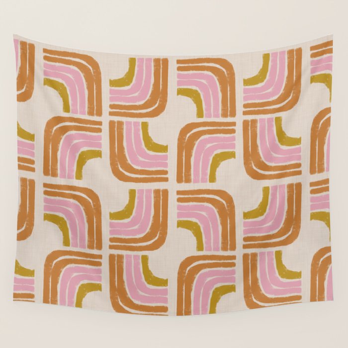 Retro Rainbow Geo - Mid Century Modern Arc Wall Tapestry Gallery Image 4