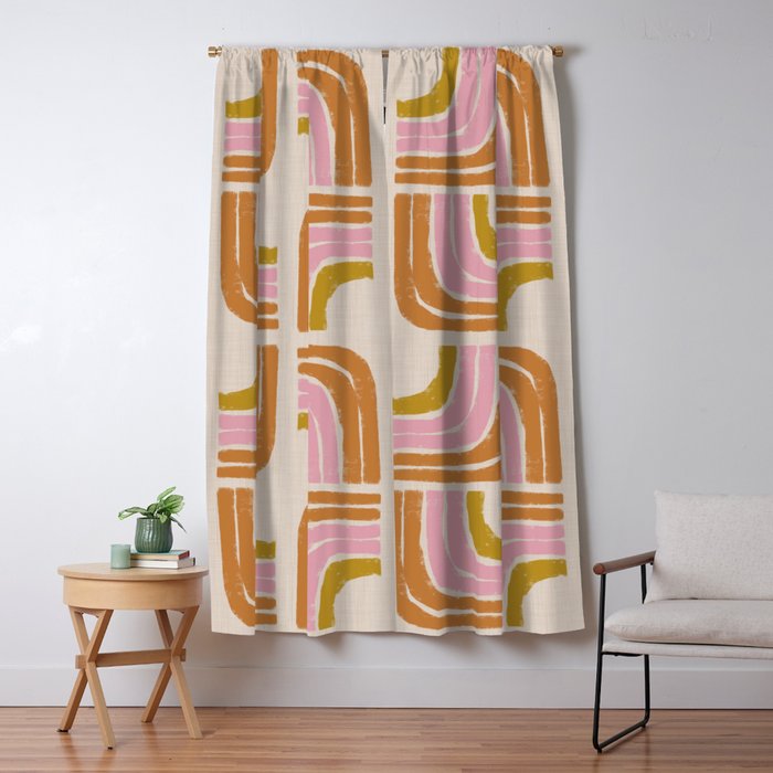 Retro Rainbow Geo - Mid Century Modern Arc Window Curtain Gallery Image 5