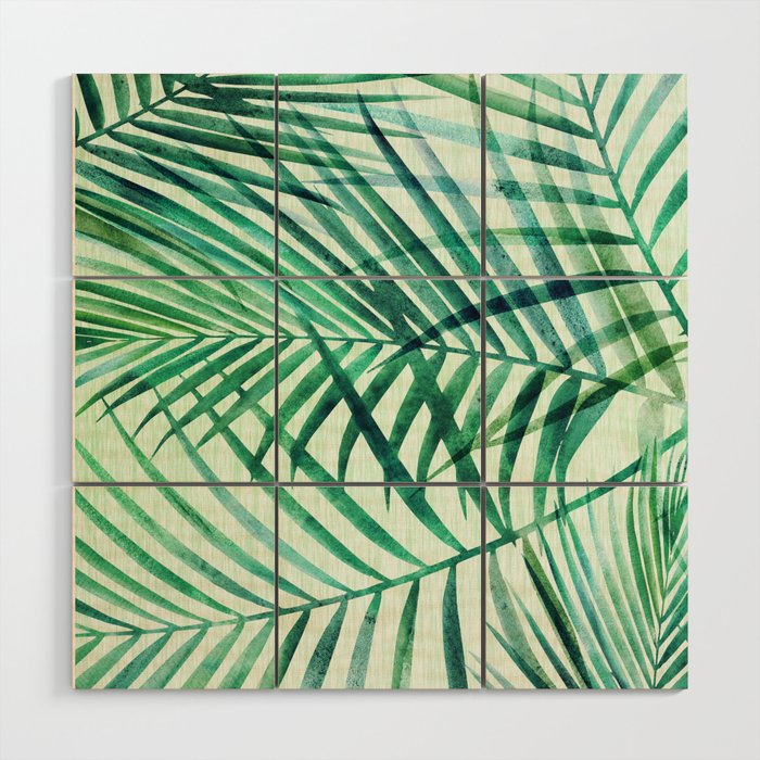 Tropical Fronds Abstract Design Wood Wall Art Gallery Image 1