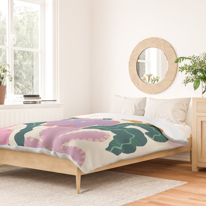 Large Pink  Retro Flowers Duvet Cover Gallery Image 2