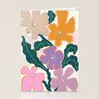 Large Pink  Retro Flowers Stationery Card Gallery Image 2