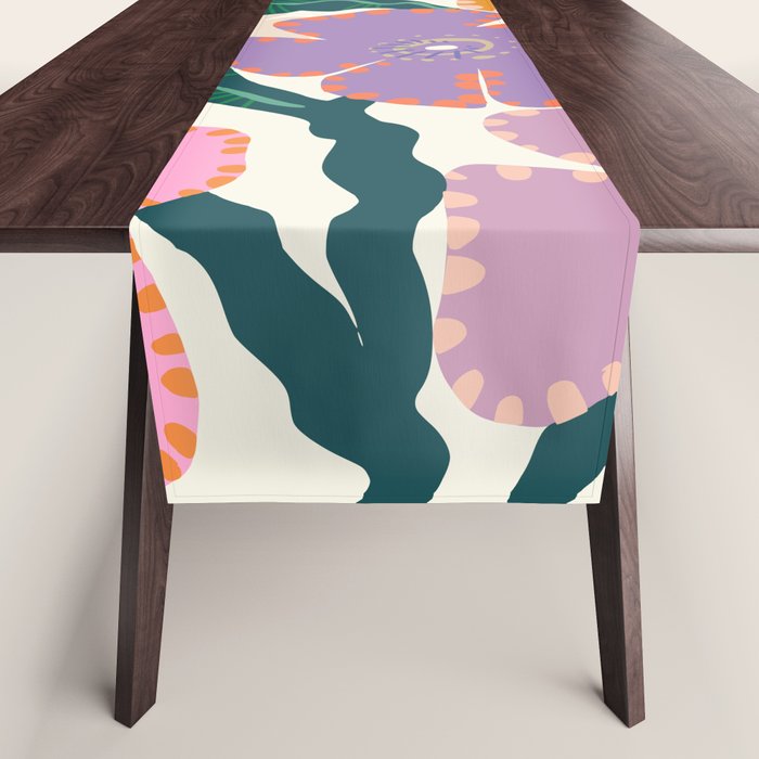 Large Pink  Retro Flowers Table Runner Gallery Image 1