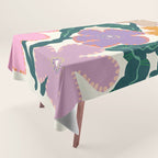 Large Pink  Retro Flowers Tablecloth Gallery Image 1