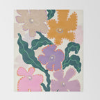 Large Pink  Retro Flowers Throw Blanket Gallery Image 2