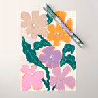 Large Pink  Retro Flowers Wrapping Paper Gallery Image 1