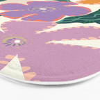 Large Pink  Retro Flowers Bath Mat Gallery Image 3