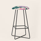 Large Pink  Retro Flowers Stool Gallery Image 1