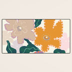 Large Pink  Retro Flowers Desk Mat Gallery Image 3