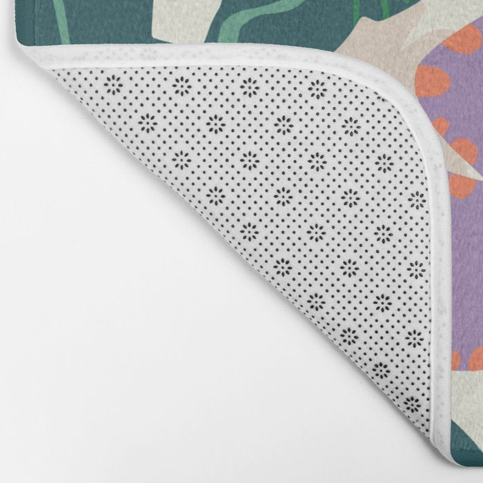 Large Pink  Retro Flowers Bath Mat Gallery Image 2