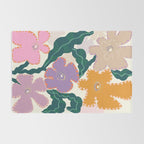 Large Pink  Retro Flowers Rug Gallery Image 2