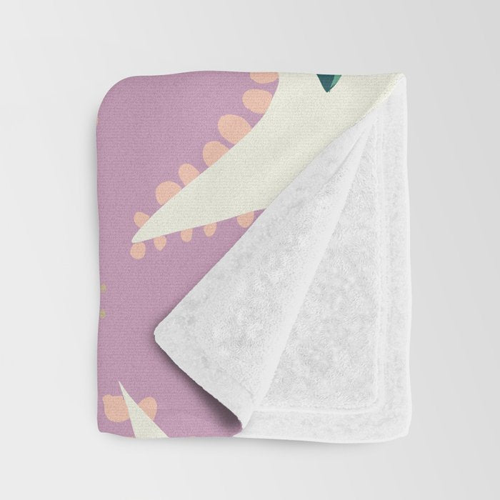Large Pink  Retro Flowers Throw Blanket Gallery Image 3