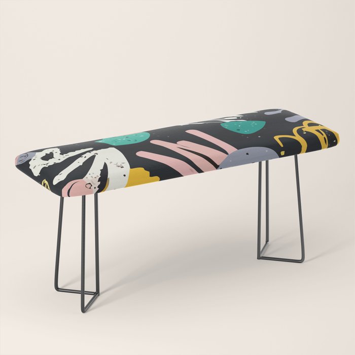 Space Odyssey, Abstract Voyage Journey Travel, Shapes Doodles Drawing Eclectic , Contemporary Planets Rocket Bohemian Bench Gallery Image 1