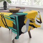 Space Odyssey, Abstract Voyage Journey Travel, Shapes Doodles Drawing Eclectic , Contemporary Planets Rocket Bohemian Tablecloth Gallery Image 3