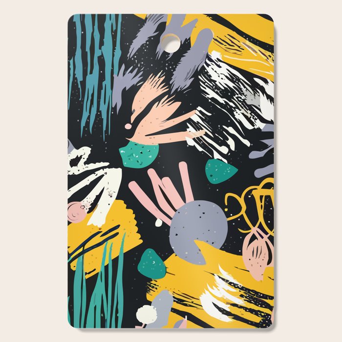 Space Odyssey, Abstract Voyage Journey Travel, Shapes Doodles Drawing Eclectic , Contemporary Planets Rocket Bohemian Cutting Board Gallery Image 1