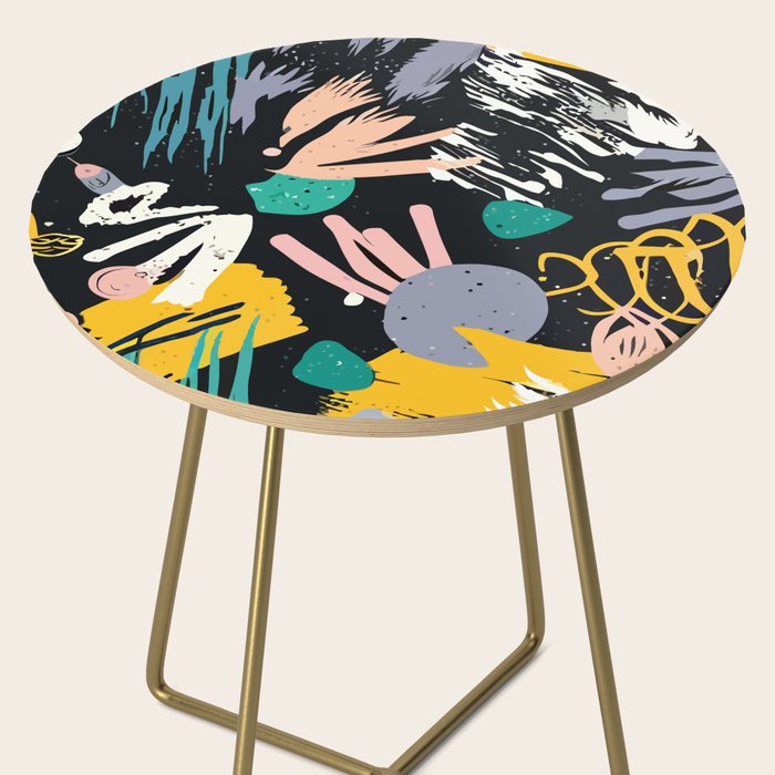 Space Odyssey, Abstract Voyage Journey Travel, Shapes Doodles Drawing Eclectic , Contemporary Planets Rocket Bohemian Side Table Gallery Image 2