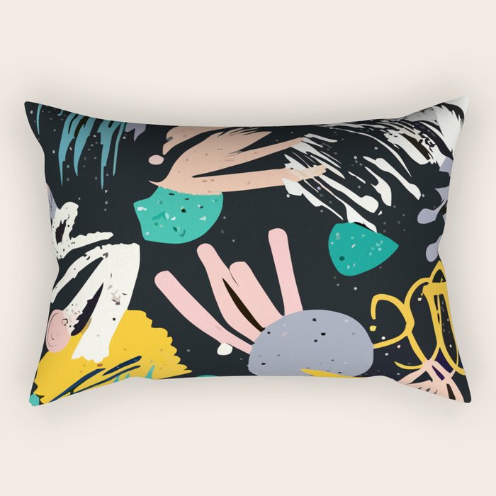 Space Odyssey, Abstract Voyage Journey Travel, Shapes Doodles Drawing Eclectic , Contemporary Planets Rocket Bohemian Rectangular Pillow Gallery Image 2