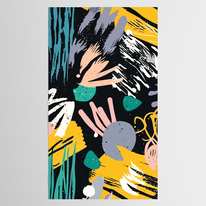 Space Odyssey, Abstract Voyage Journey Travel, Shapes Doodles Drawing Eclectic , Contemporary Planets Rocket Bohemian Tablecloth Gallery Image 2