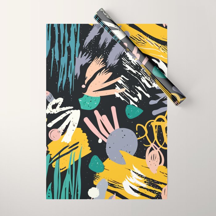Space Odyssey, Abstract Voyage Journey Travel, Shapes Doodles Drawing Eclectic , Contemporary Planets Rocket Bohemian Wrapping Paper Gallery Image 1
