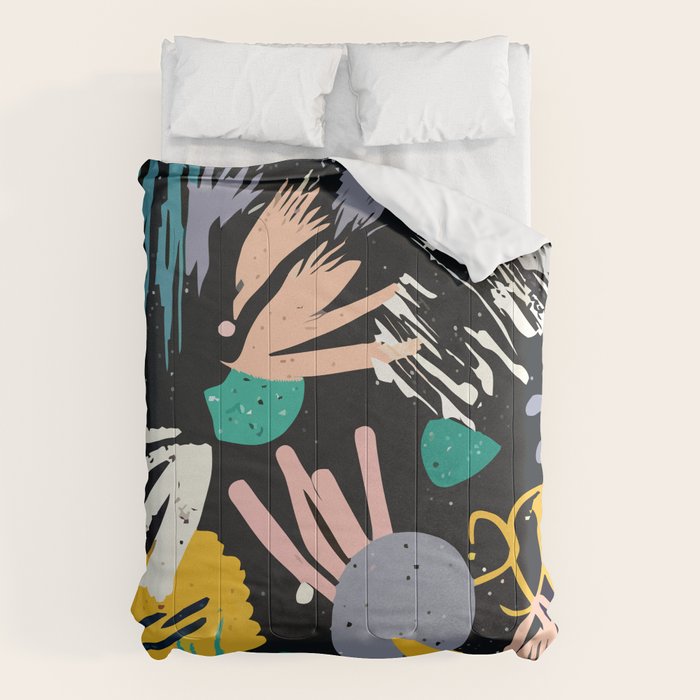Space Odyssey, Abstract Voyage Journey Travel, Shapes Doodles Drawing Eclectic , Contemporary Planets Rocket Bohemian Comforter Gallery Image 1