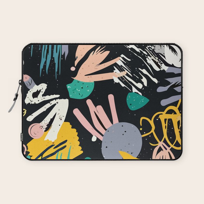 Space Odyssey, Abstract Voyage Journey Travel, Shapes Doodles Drawing Eclectic , Contemporary Planets Rocket Bohemian Laptop Sleeve Gallery Image 1
