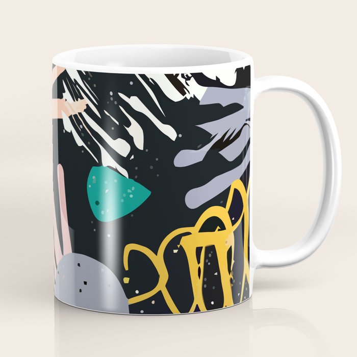 Space Odyssey, Abstract Voyage Journey Travel, Shapes Doodles Drawing Eclectic , Contemporary Planets Rocket Bohemian Coffee Mug Gallery Image 1
