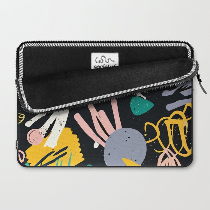 Space Odyssey, Abstract Voyage Journey Travel, Shapes Doodles Drawing Eclectic , Contemporary Planets Rocket Bohemian Laptop Sleeve Gallery Image 2