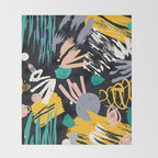 Space Odyssey, Abstract Voyage Journey Travel, Shapes Doodles Drawing Eclectic , Contemporary Planets Rocket Bohemian Throw Blanket Gallery Image 2